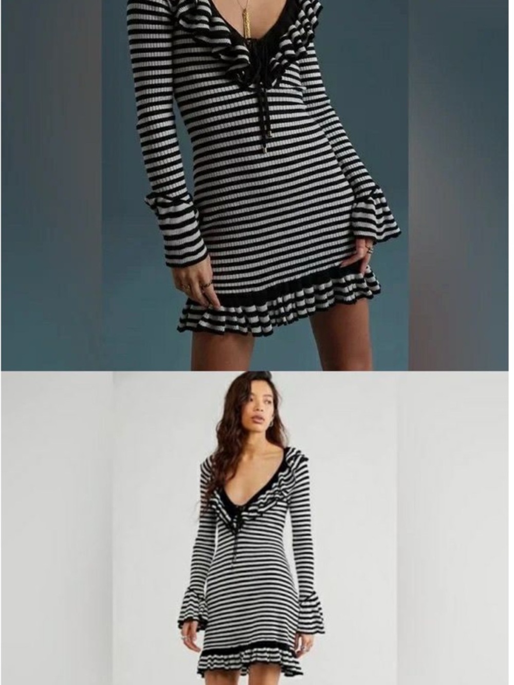 Free People stripped ruffle dress